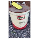 TEXACO OIL CAN W/ OIL, THREAD OIL & MISC