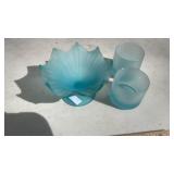WESTMORELAND FROST DISH, CUPS & KAROLINA PLATES