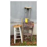 (2) STOOLS & CRUTCHES