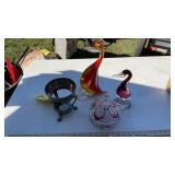 MURANO STYLE GLASS CLOWN, BIRDS & MISC. GLASS