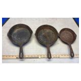 LODGE 8' CAST IRON PAN & TWO OTHER CAST IRON PANS