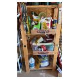 ORTHO, ROUND UP, WOOD SHELF & MISC. GARDEN ITEMS