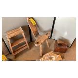 LABOR CHAIR, SHOE SHINE BOX, RUG BEATER,