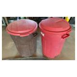 (2) PLASTIC TRASH CANS