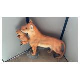 PLASTER LION & CUB STATUE