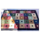MULTI COLORED SQUARES RUG MEASURES 93 x 61