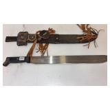 Machete w/leather sheath, 18-1/2' blade