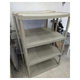 2 plastic shelving sets
