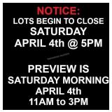 PLEASE NOTE OUR IRREGULAR DAYS & TIMES