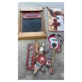 Old Milwaukee beer tin signs & chalkboard