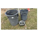 Two Heavy Duty Waste Bins and one Dolly