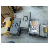 5 tool boxes and hardware caddy.