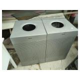 Double Rubbermaid steel commercial trash bin