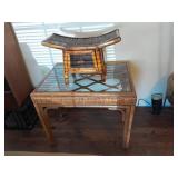 Rattan end table 28 L 20 W 22 T & bench 19 L 12 T