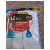 12 pr Hanes crew socks new in pkg