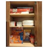 Snacks, paper plates, wraps, bags