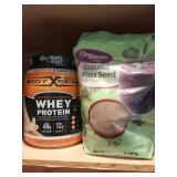Whey protein powder, ground flax seed