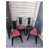 4 stacking metal chairs - 1 without seat pad