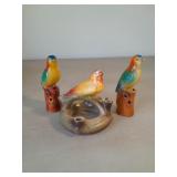 Vintage Porcelain Flower Frogs With Birds.