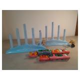 2 Vintage Blue Plastic Christmas Candelabra