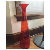 Vintage Hand Blown Large Glass Vase. 30 In Tall.