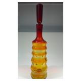 Vintage Bee Hive Art Glass Decanter / Stopper