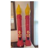 Plastic Blow Mold Candles with Santa Decoration