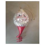 Large Handblown Glass Santa Ornament. 13 In High