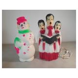 Blow Molds. Carolers  14 In Tall. Snowman 13 In