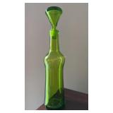 Vintage Green Glass Decanter / Stopper
