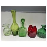 Hand Blown Glass Vases.  Tallest is 11 In Tall