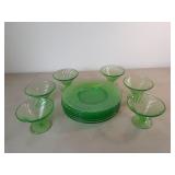 Vintage Green Depression Glass Plates & Parfait