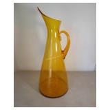 Amber Blown Glass Tall Pitcher. 19 In Tall