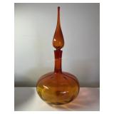 Vintage Hand Blown Art Glass Decanter. Orange