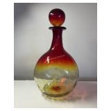 Vintage Hand Blown Art Glass Decanter.