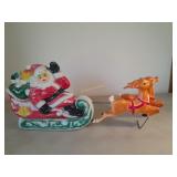 Vintage Blow Mold Santa & Reindeer.