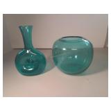 Hand Blown Glass Pieces. Tall Vase is 7 In.