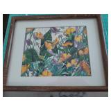 Framed Watercolor of pansies 11' x  14'