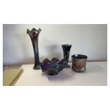 Carnival Glass Pieces. Tallest 10 In Tall