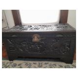Vintage Chinese HandCarved Camphor Wood chest