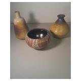 3 pottery Pieces. Tallest is 8 In Tall