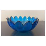 Blenko Glass Cobalt Blue Lotus Petal Bowl