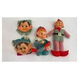 Vintage Larger Elves & Elf Faces. Sitting Elf is