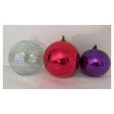 Large Handblown Glass Ornaments. 6 In High