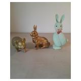 3 Plastic or Cardboard Animals. Rabbit 7 In Tall