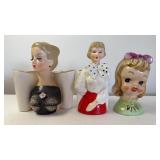 Vintage Lady & Child Vases. 5 In Tall.