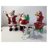Vintage Hard Plastic Santaï¿½s, Deer. One Lights