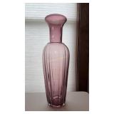 Hand Blown Vertically Ribbed Cranberry Vase