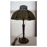 Antique Slag Glass Table Lamp. 24 In Tall.