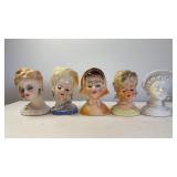 Napo  &  Other Lady Head Vases. 3.5 In Tall